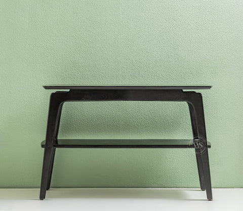 Tudor Premium Mango Wood Double Tier Console Table (Black Finish)