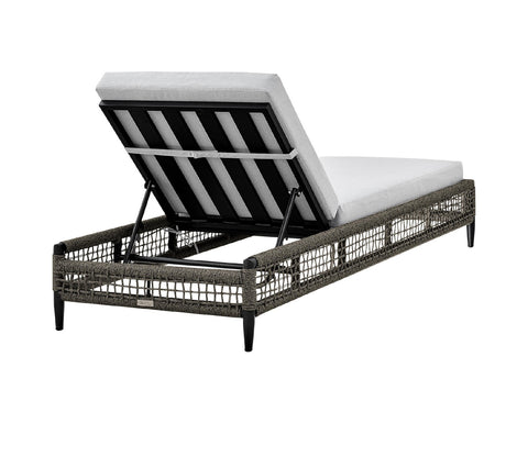 Black Rope Patio Lounger With Off White Cushions