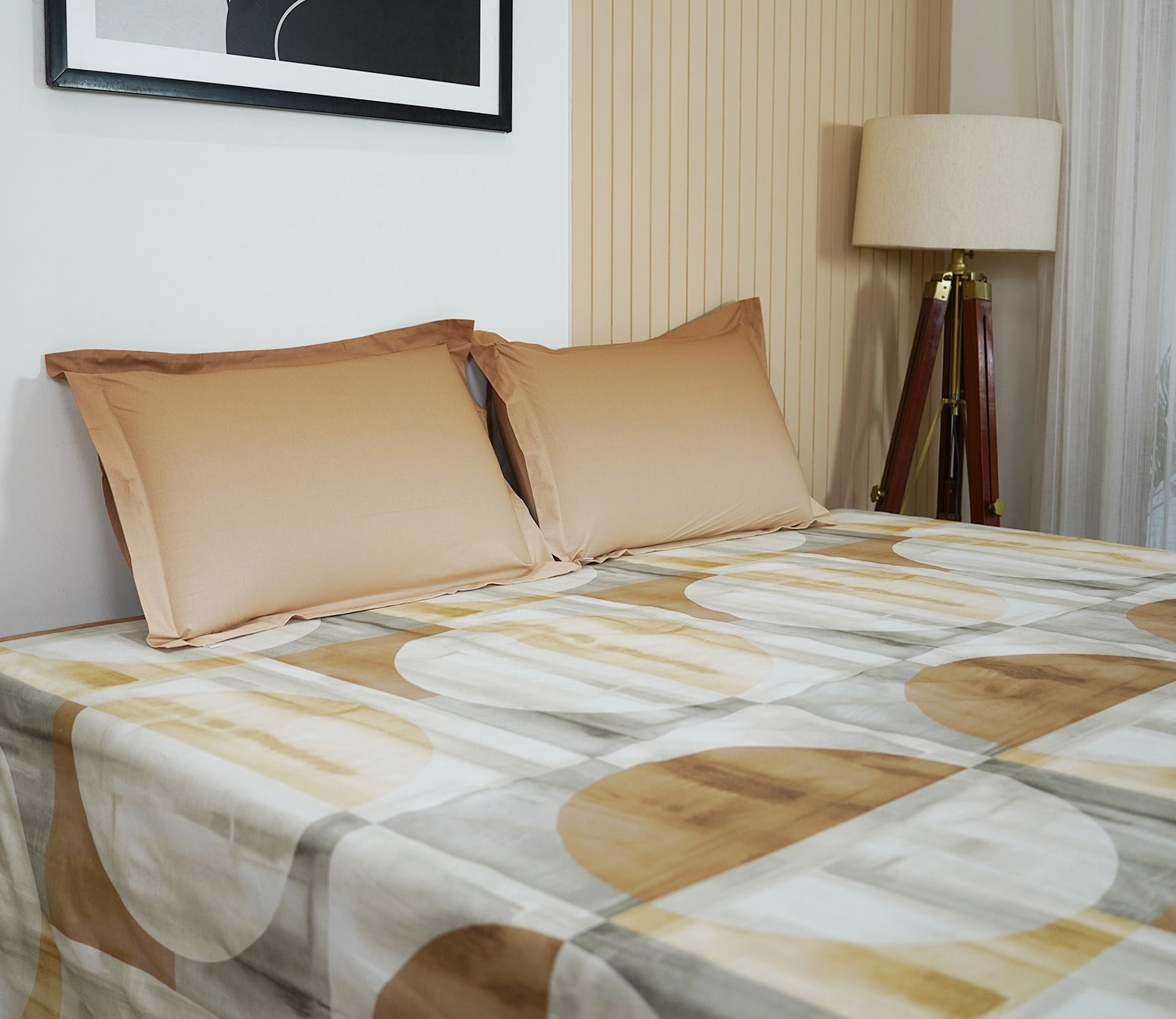 Circle 180 TC Flat Pure Cotton King Size Bedsheet With 2 Pillow Covers (Grey)