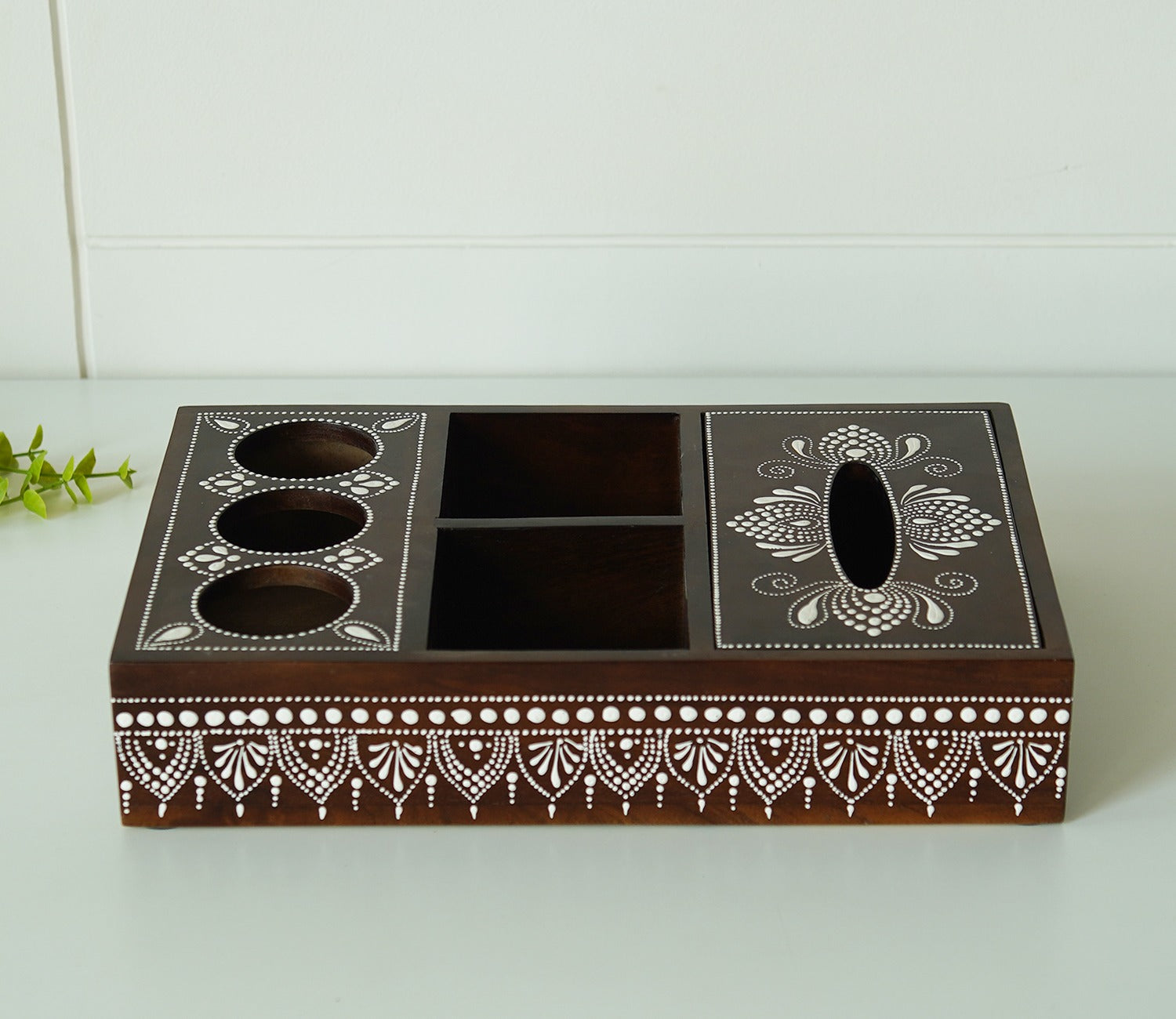 Medhini Hand Painted Solid Wood Multistorage Tray