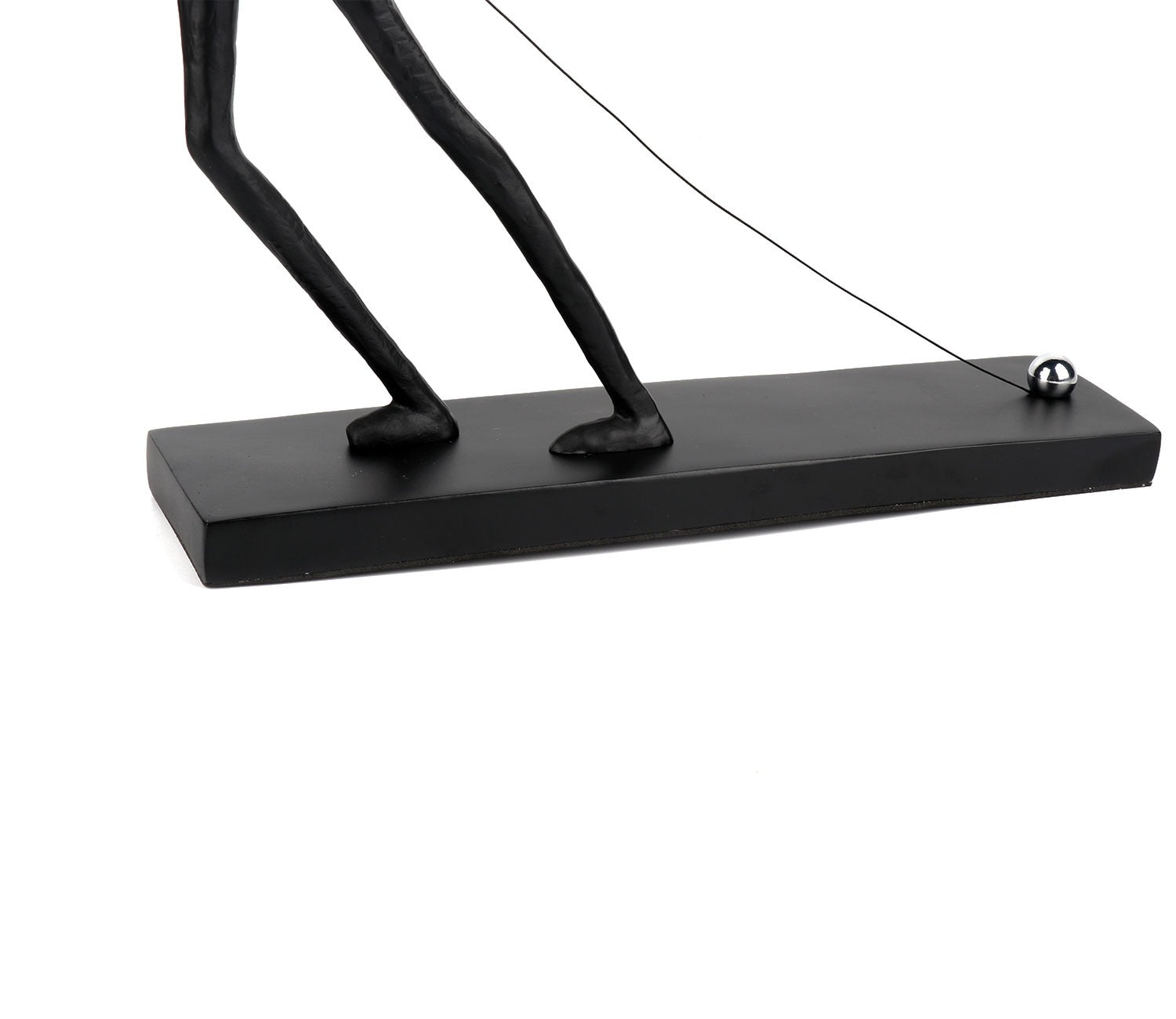 Black Cast Iron Pull Rope Figurine (L, Black)