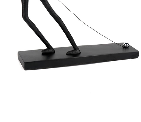 Black Cast Iron Pull Rope Figurine (L, Black)