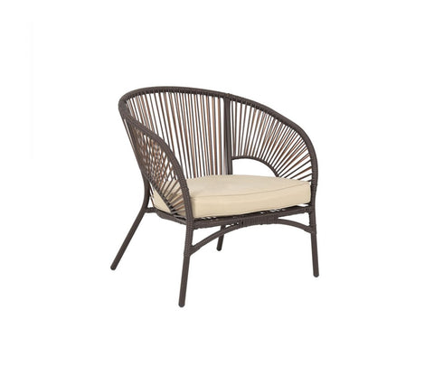 Dark Brown Rope 4 Seater Sofa Set With Table And Cream Cushions