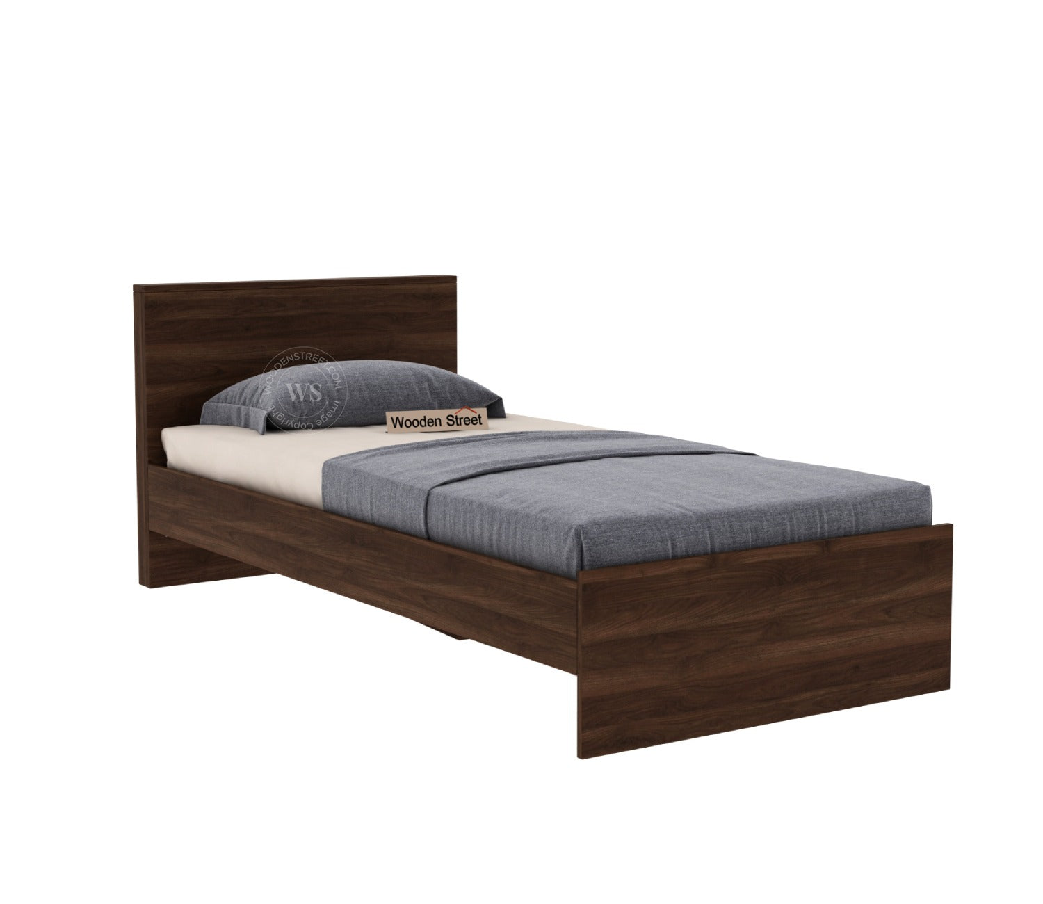 Clemency Bed without Storage (Single Size, Columbian Walnut Finish)