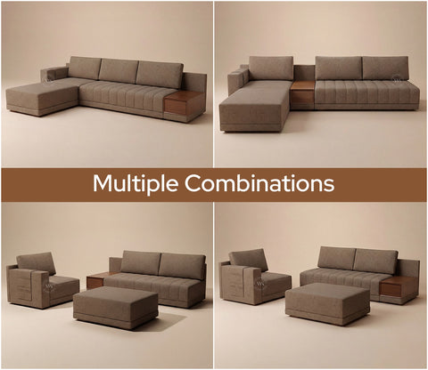 Oasis L-Shape Left Aligned Sectional Sofa (Sand Brown)