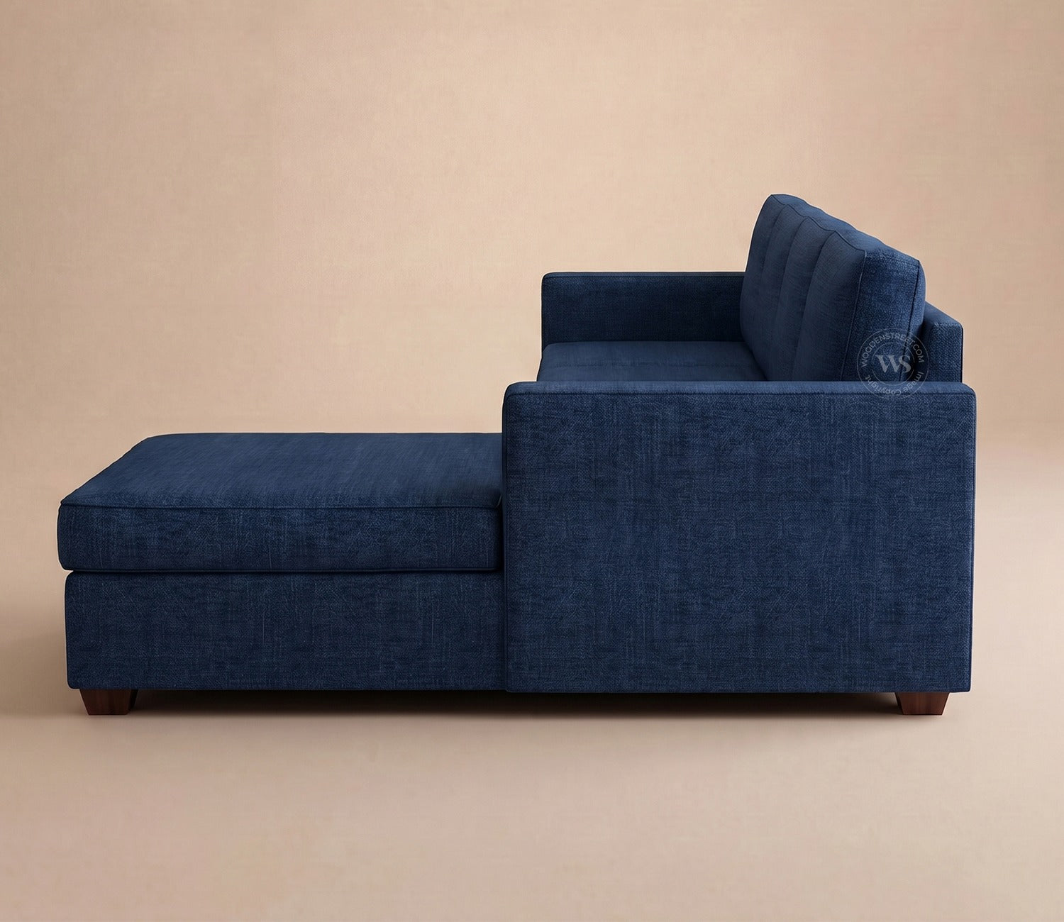 Albus L-Shape 5 Seater Right Aligned Sofa (Cotton, Iris blue)