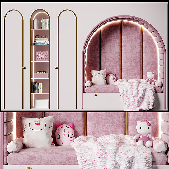 Trueliving 5 Door Sliding Kids wardrobes Laminated Finish & PU Finish with Drawers 8Ft *2Ft *9Ft -2438.4MM X 609MM X 2743.2MM)