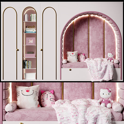 Trueliving 5 Door Sliding Kids wardrobes Laminated Finish & PU Finish with Drawers 8Ft *2Ft *9Ft -2438.4MM X 609MM X 2743.2MM)