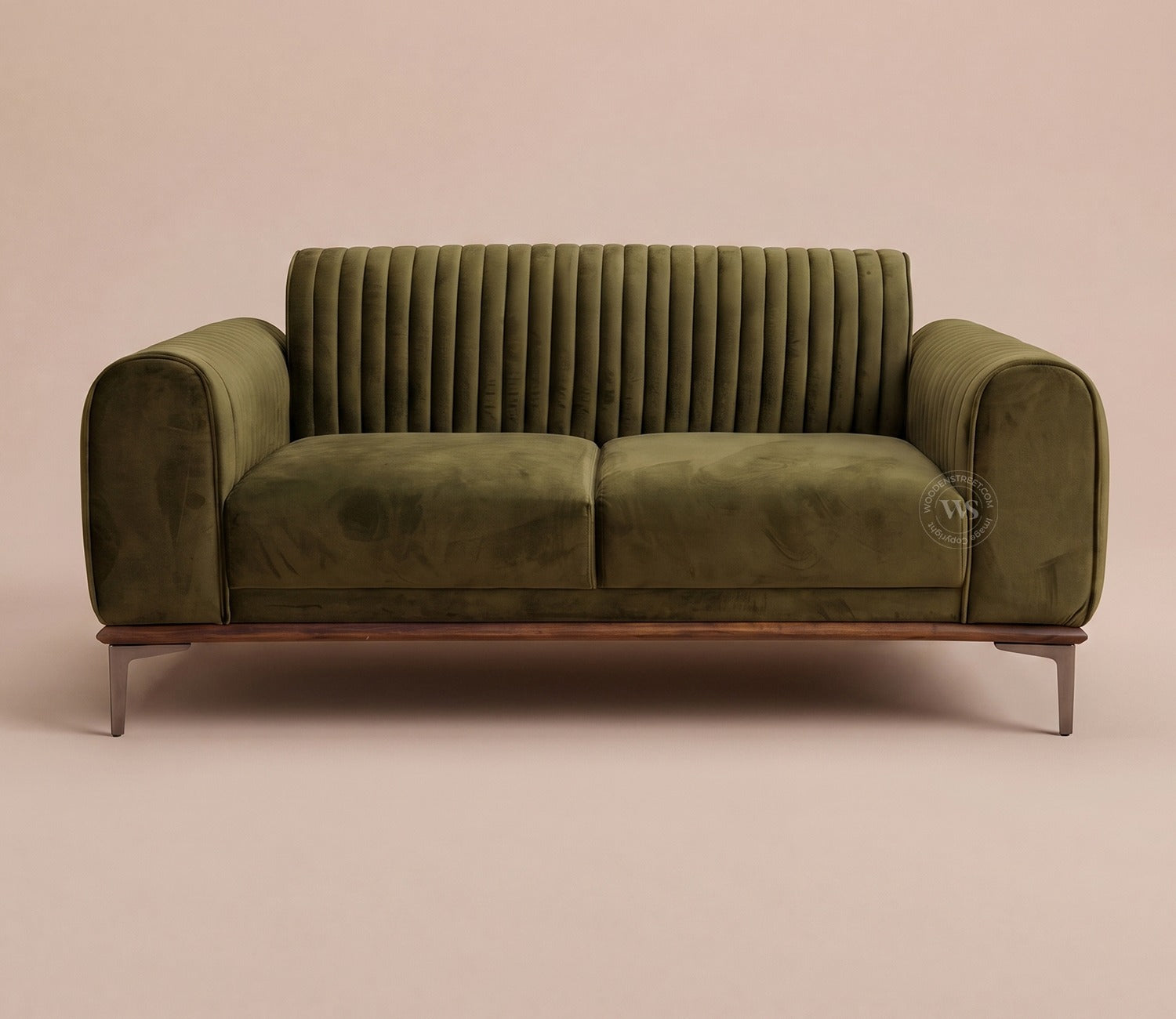 Lorenz 2 Seater Sofa (Velvet, Dark Olive Green)