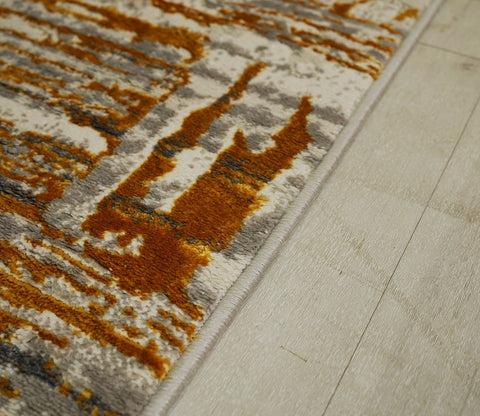 Malibu Beige Abstract Carpet (7.5 x 5 Feet)