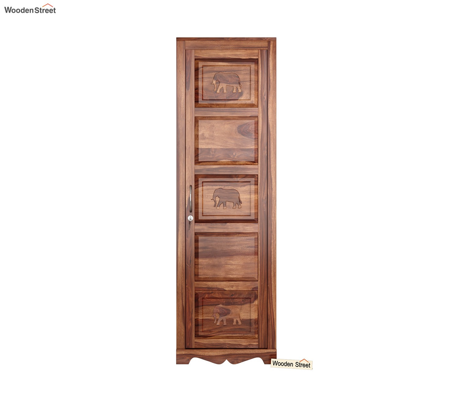 Emboss 1 Door Multi Utility Wardrobe (Honey Finish)