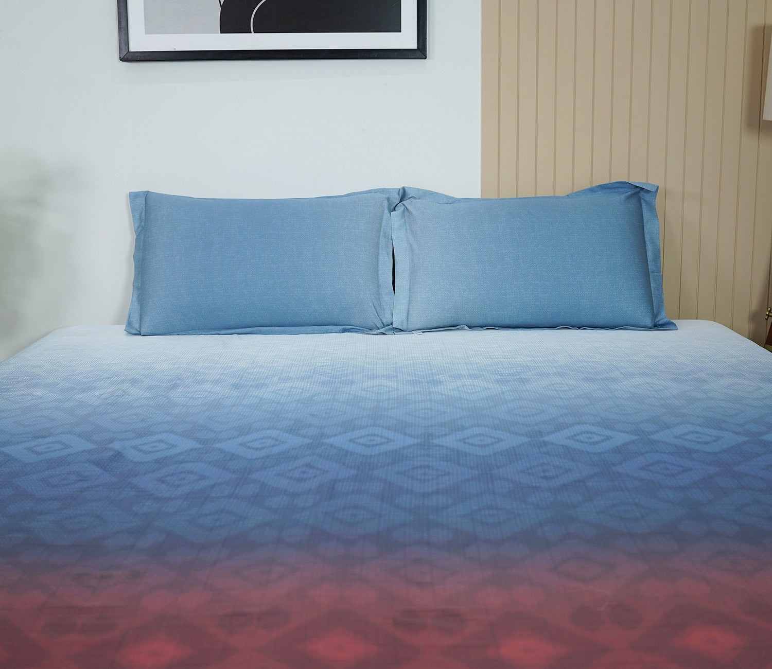 Rhombo 300 TC Flat Pure Cotton King Size Bedsheet With 2 Pillow Covers (Red)