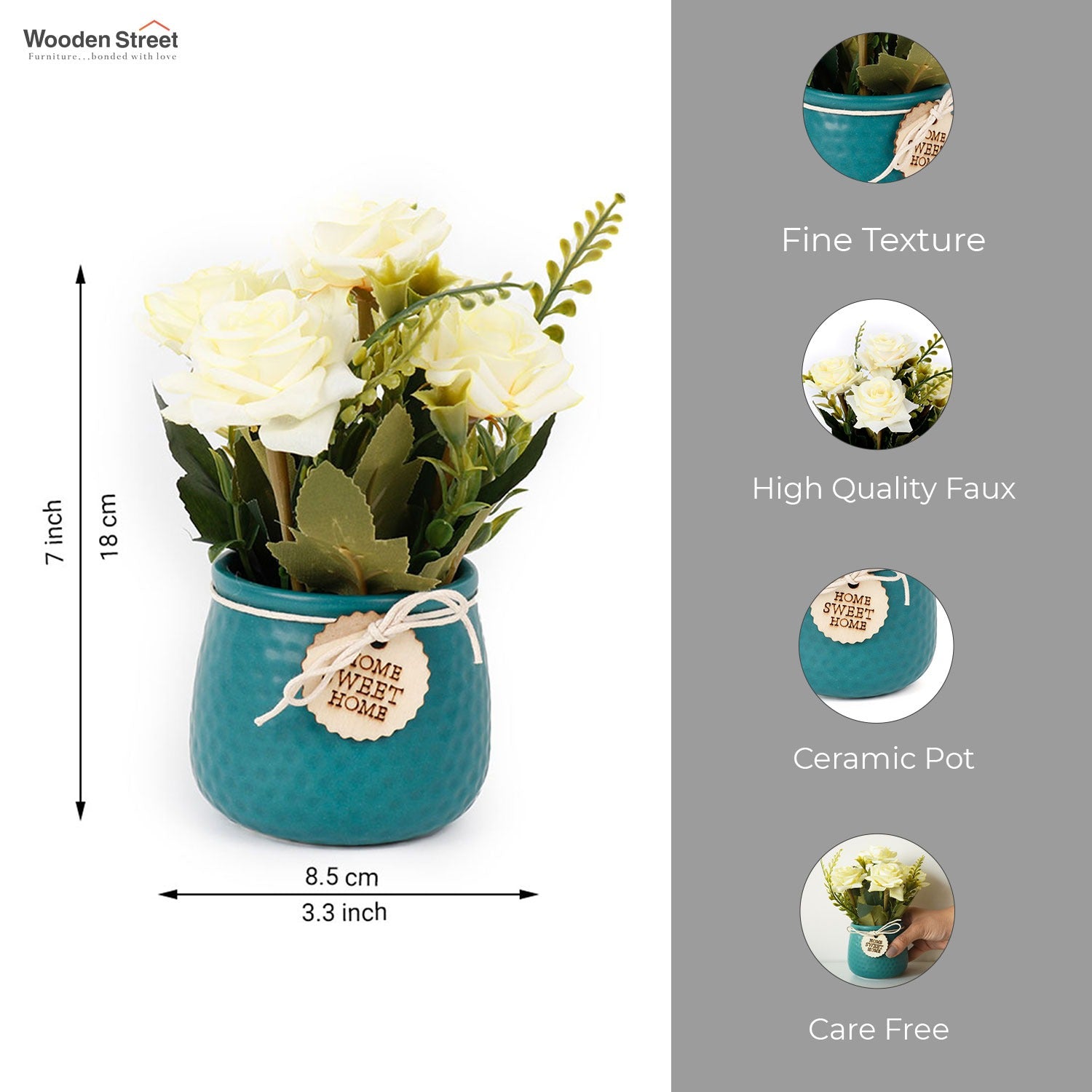 Artificial Flower With Ceramic Pot (Green)