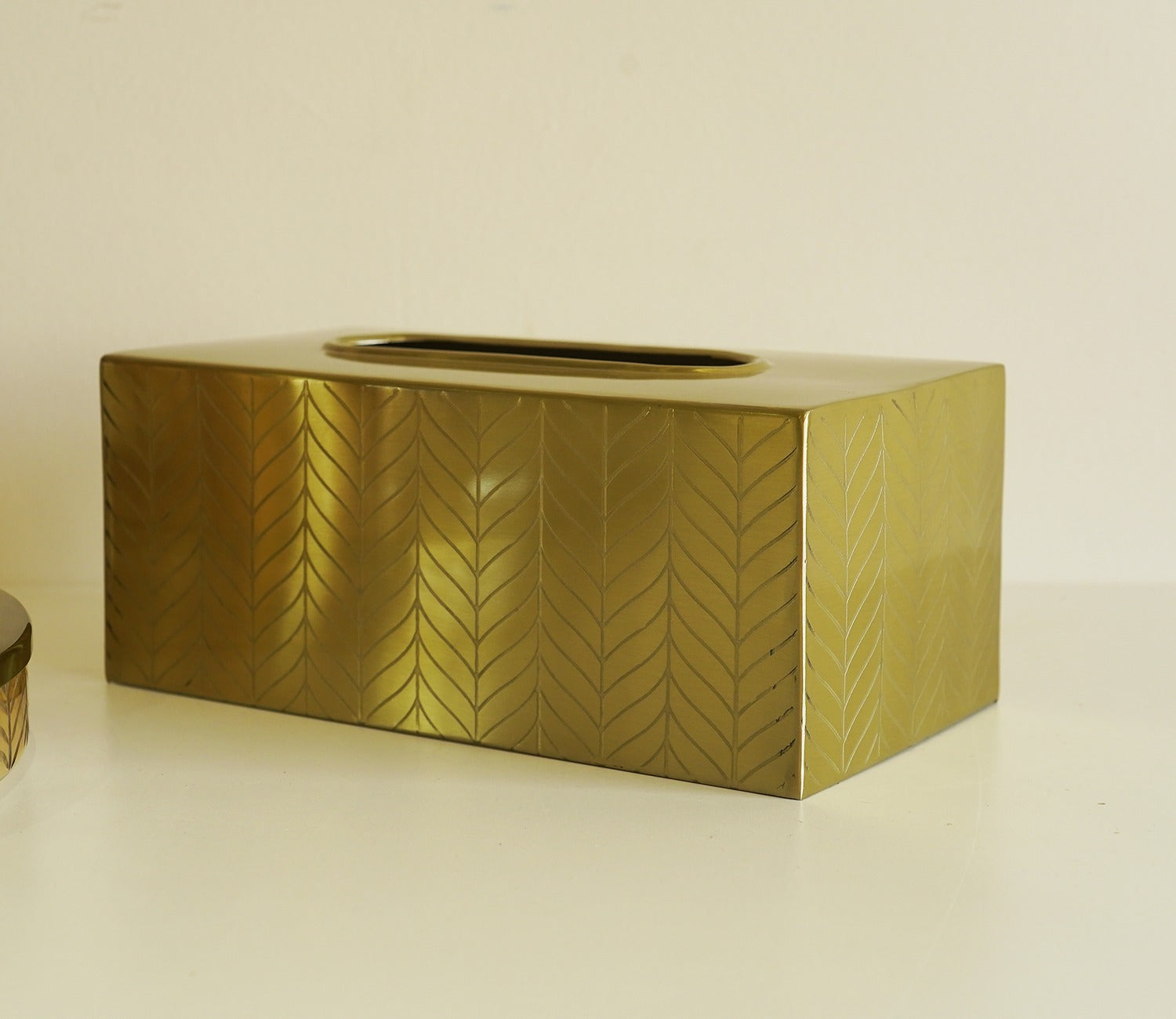Portia Herringbone Gold And Amber Luster Tissue Box