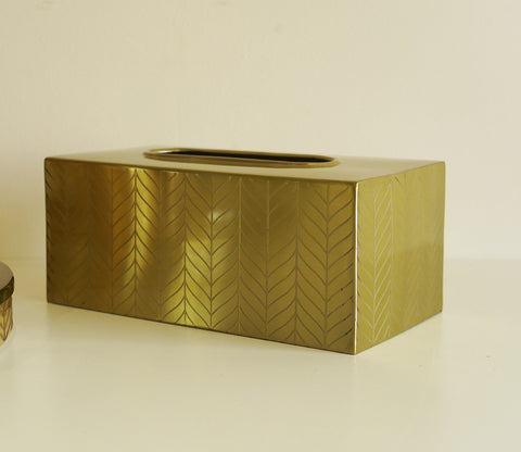 Portia Herringbone Gold And Amber Luster Tissue Box