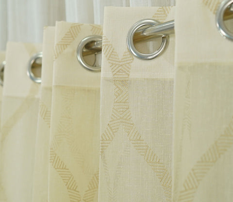 Twisted Door 1 Piece Sheer Curtain (Beige, 7 Feet)
