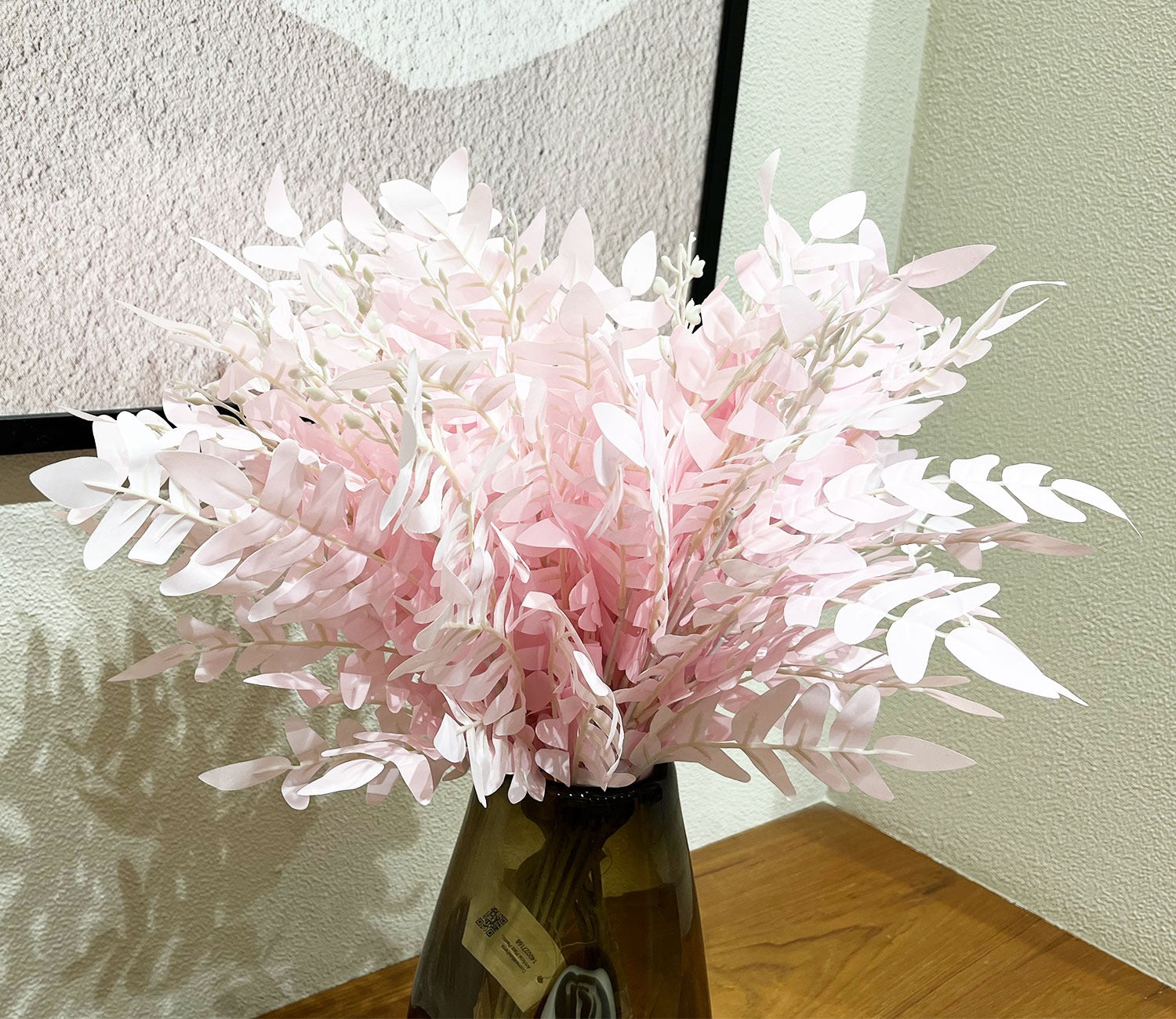 Wholesome Feathers Artificial Plant Plastic Iron Leaf Set of 3 (Pink)