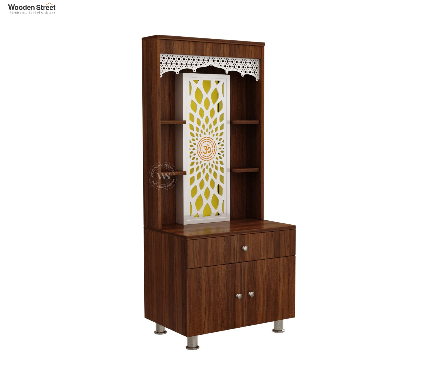 Vidyut Engineered Wood Home Temple With Inbuilt LED Light System (Exotic Teak)