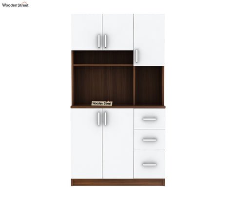 Piero Kitchen Cabinet (Exotic Teak-Frosty White Finish)