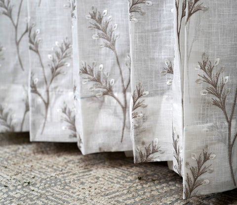 Leaflet Sheer Door Curtains Set of 2 (Grey, 7 Feet)