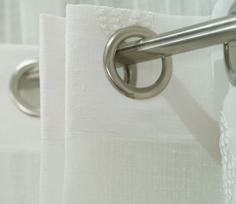 Tri Motifs Door 1 Piece Sheer Curtain (White, 7 Feet)