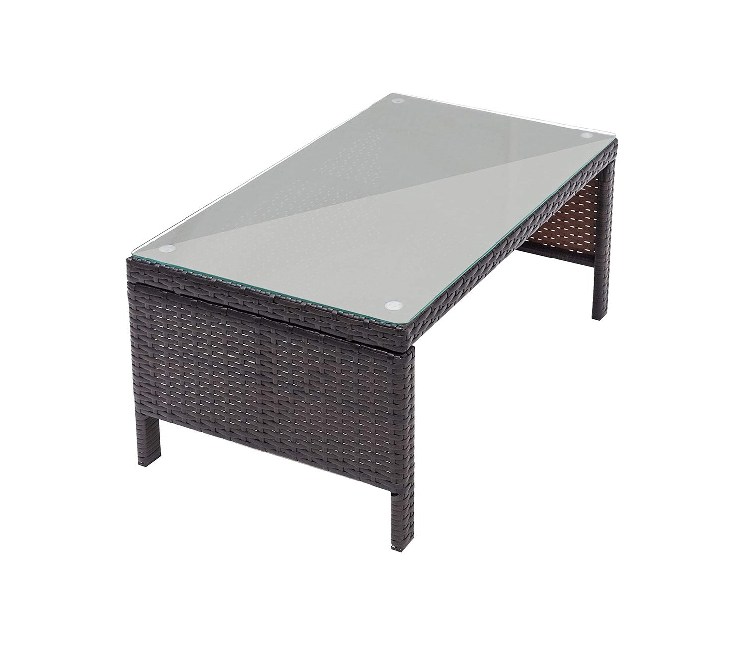 Black Rattan And Wicker Outdoor Furniture Set With Cream Cushions And Table