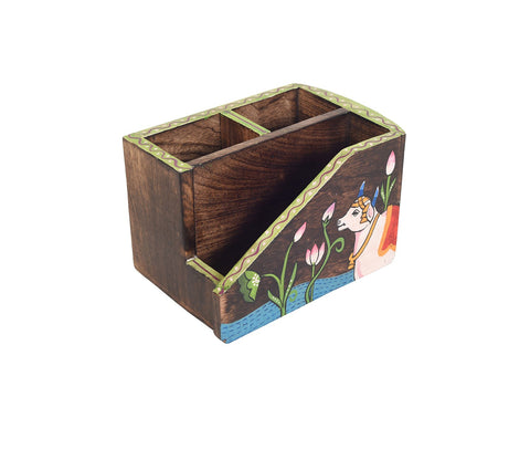 Pichhwai Dhenu Wooden Cutlery Storage Stand