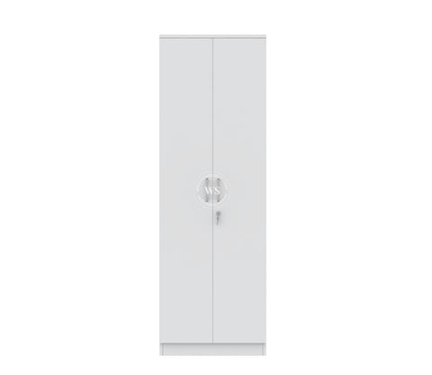 Lillian 2 Door Wardrobe with Shelves (Frosty White Finish)