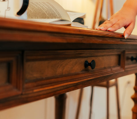 Kennedy Sheesham Wood Study Table with Drawer Storage (Teak Finish)