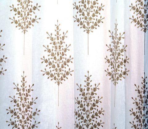 Jacquard Tree 1 Piece Sheer Curtain (Beige, 7 Feet)
