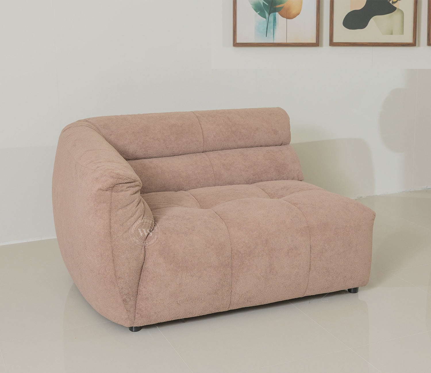 Skava Modern Bubble Tufted Fabric 3 Seater Sofa (Light Brown)
