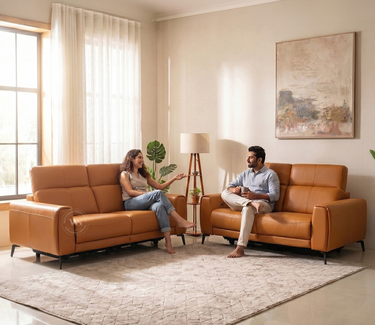 Blacksburg Luxe Electric Recliner 3+2 Seater Sofa (Urban Tan)