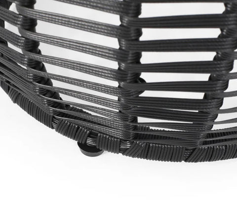 Black Rope 2 Seater Chair With Table And Grey Cushions Balcony Set