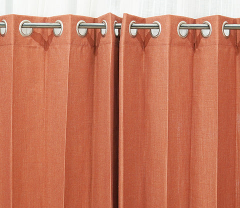 Solid Plain 1 Piece Light-Filtering Curtain (Orange, 7 Feet)