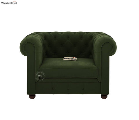 Henry 1 Seater Sofa (Velvet, Dark Olive Green)
