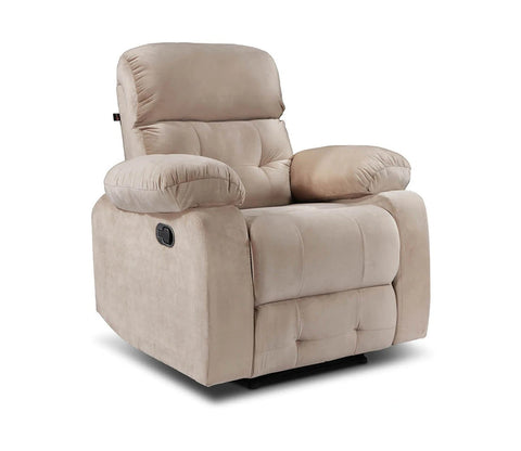 Vivian Fabric 1 Seater Manual Recliner Chair (Beige)
