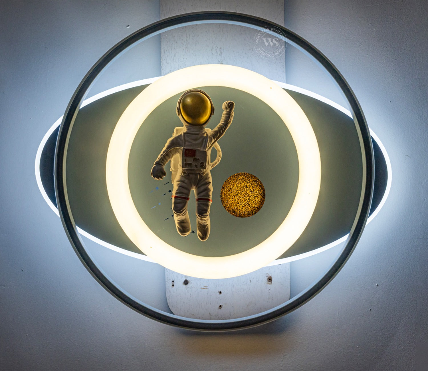 Elowen Space-Themed Wall Light with White Astronaut on Blue Base