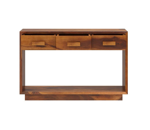 3 Drawer Wooden Partition Leave Design Console Table