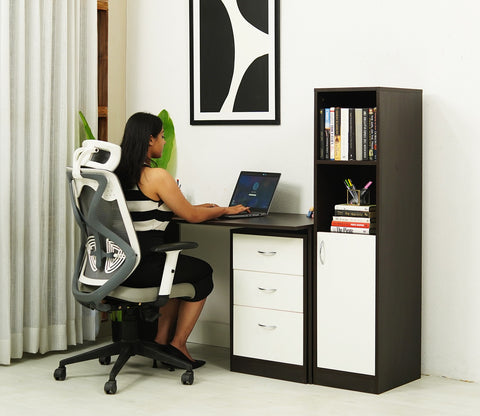 Calisto Engineered Wood Study Table (Flowery Wenge Frosty White)