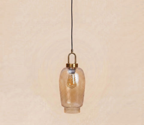 Elision Textured Glass and Metal Hanging Light (Gold, L)