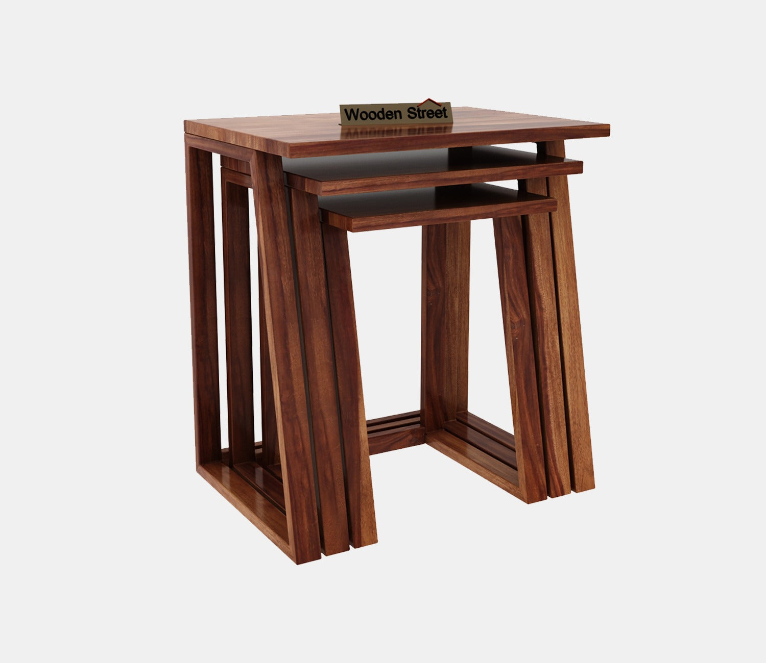 Inaya Sheesham Wood Nest of Tables (Honey Finish, Set of 3)