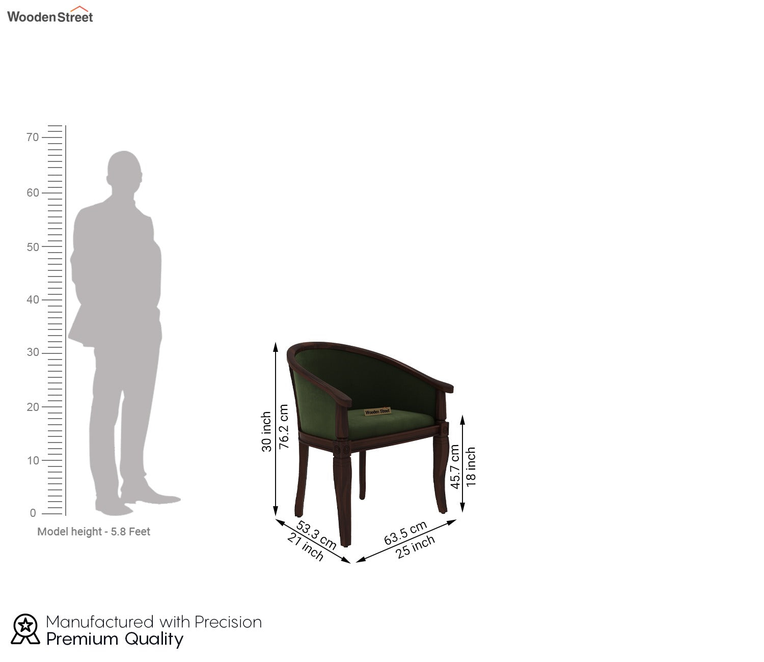 Arctic Arm Chair (Velvet, Walnut Dark Olive Green)