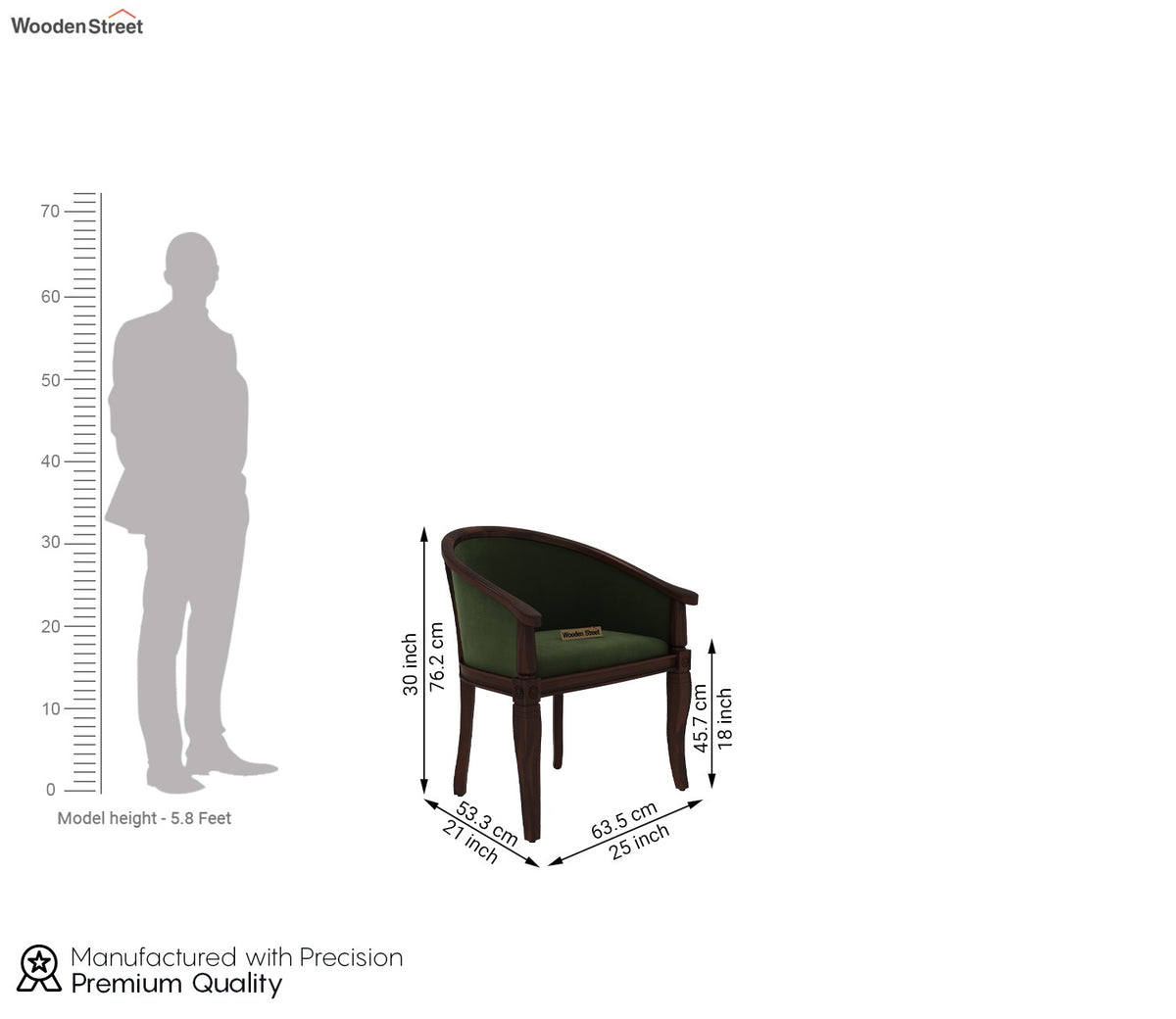 Arctic Arm Chair (Velvet, Walnut Dark Olive Green)