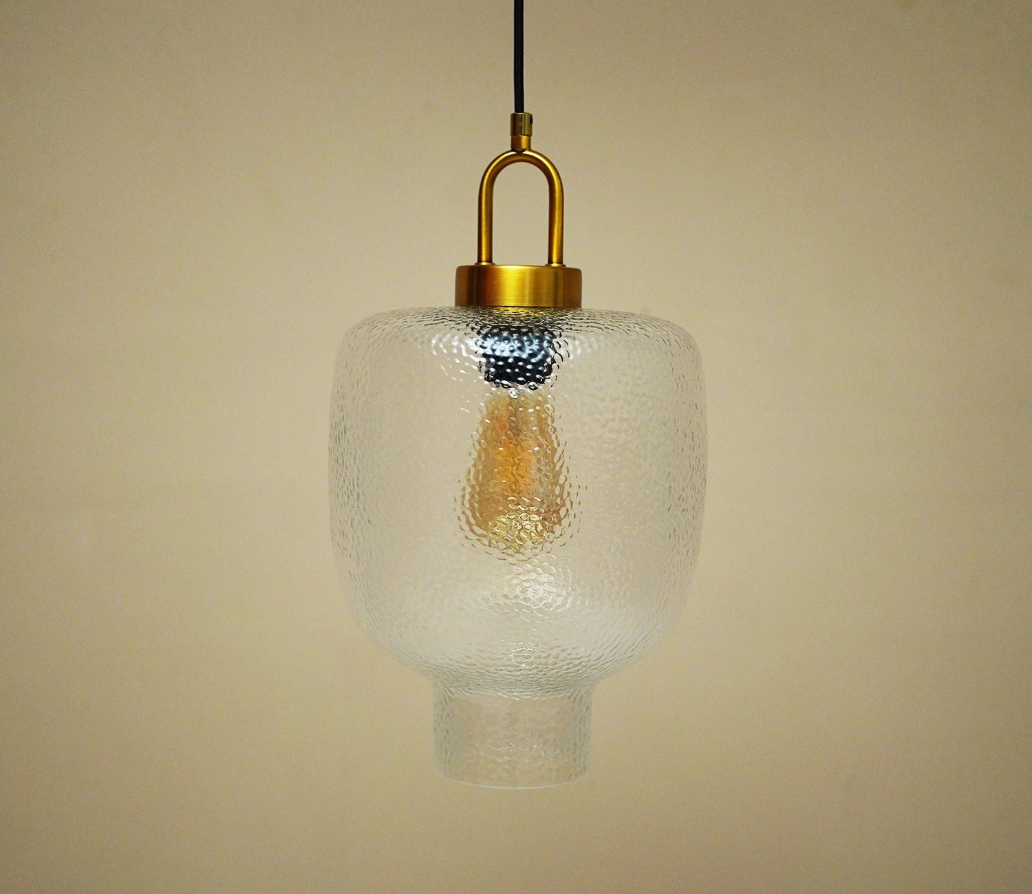 Elision Textured Glass and Metal Hanging Light (Gold, M)