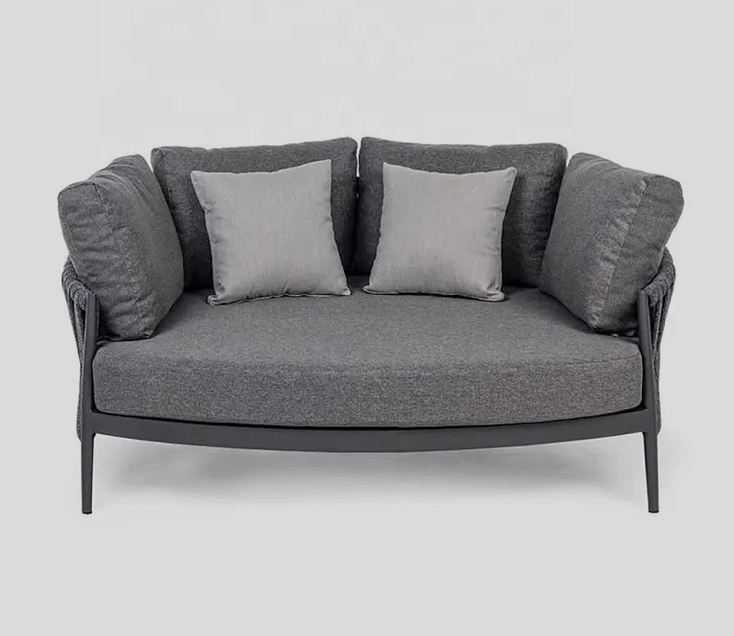 Grey Rope Round Daybed With Grey Cushions