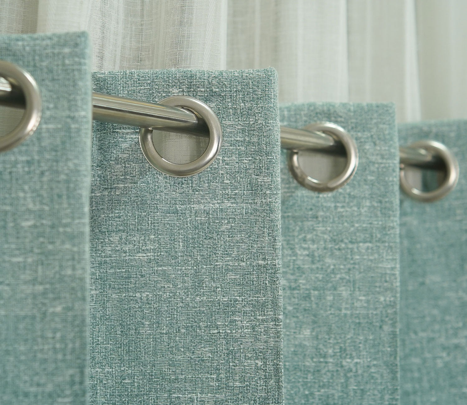 Solid Textured 1 Piece Light-Filtering Curtain (Blue, 7 Feet)
