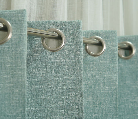 Solid Textured 1 Piece Light-Filtering Curtain (Blue, 7 Feet)
