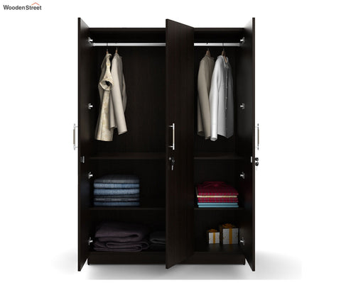 Kosmo Optima 3 Door Engineer Wood Wardrobe (Flowery Wenge Finish)