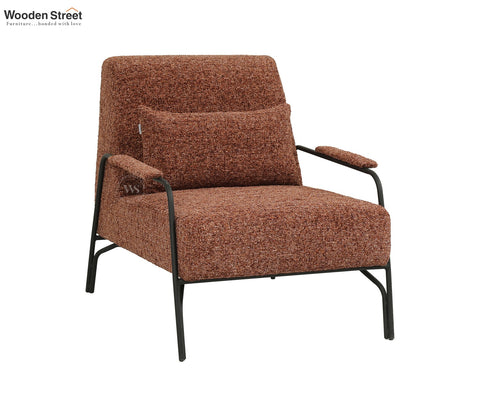 Kew Upholstered Fabric Lounge Chair with Metal Frame (Rust Orange)