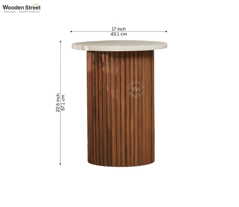 Shanay Sheesham Wood Quatrz Top Side and End Table (Teak Finish)